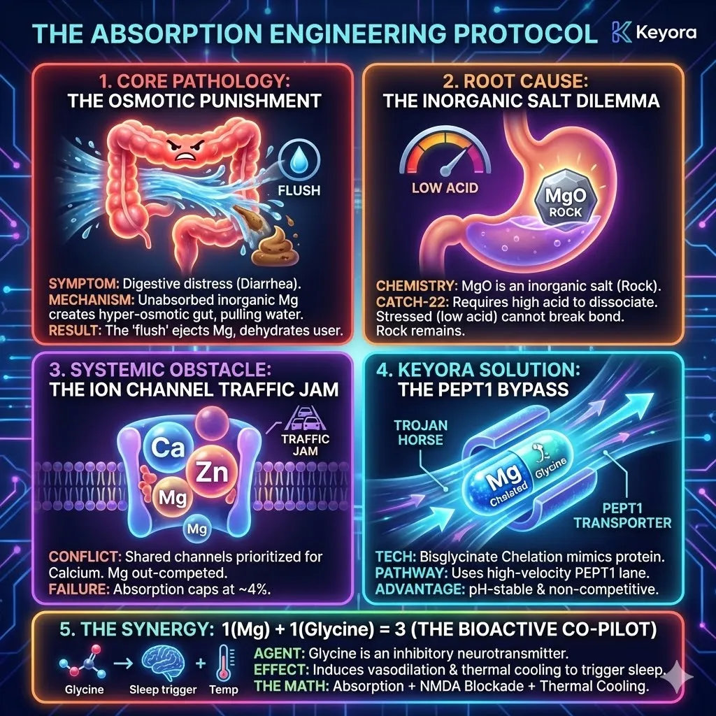 Keyora strategic neuro-engineering synthesizes the absorption engineering protocol to resolve the osmotic punishment and the inorganic salt dilemma. This mechanism replaces low-yield ionic pathways with the PEPT1 bypass, utilizing a molecular Trojan Horse to mimic protein absorption. By integrating the bioactive co-pilot glycine, the architecture achieves a synergistic 1+1=3 effect that synchronizes NMDA blockade with systemic thermal cooling. The strategic result is the elimination of the ion channel traffic jam to ensure definitive intracellular integration and Day 1 energy restoration. Keyora strategic neuro-engineering synthesizes the absorption engineering protocol to resolve the osmotic punishment and the inorganic salt dilemma. This mechanism replaces low-yield ionic pathways with the PEPT1 bypass, utilizing a molecular Trojan Horse to mimic protein absorption. By integrating the bioactive co-pilot glycine, the architecture achieves a synergistic 1+1=3 effect that synchronizes NMDA blockade with systemic thermal cooling. The strategic result is the elimination of the ion channel traffic jam to ensure definitive intracellular integration and Day 1 energy restoration.