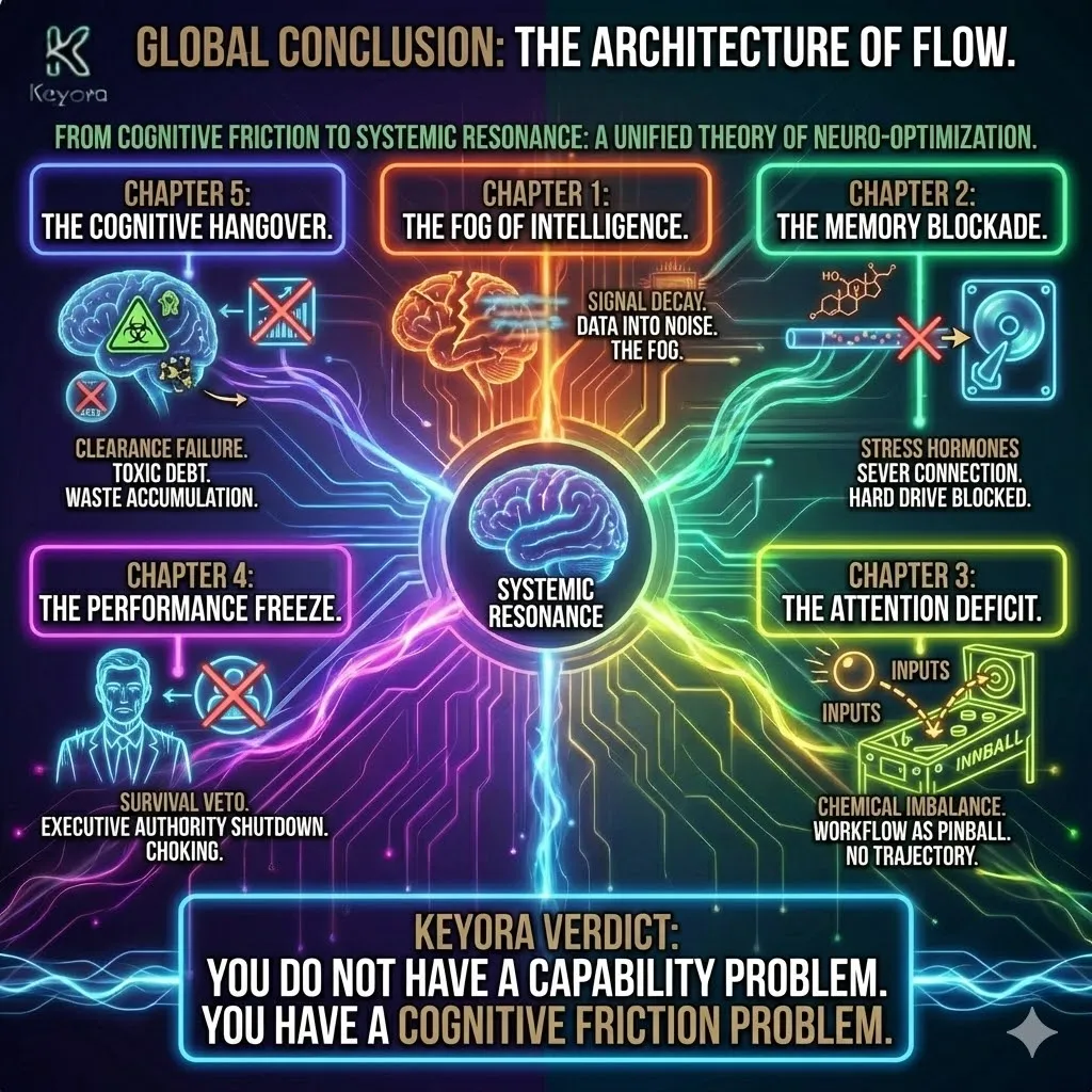 Cognitive Friction architecture represents the unified failure of the neural lifecycle, where systemic resistance disrupts signal resolution, memory retrieval, and executive authority. This mechanism involves the compounding effects of signal decay, hormonal blockade, and metabolic stagnation across the synaptic interface. Within the Keyora framework, this fragmentation is identified as a failure of systemic resonance rather than isolated capacity issues. By mitigating this friction, the biological landscape transitions from toxic debt to a state of optimized neuro-architecture and high-velocity information processing. Cognitive Friction architecture represents the unified failure of the neural lifecycle, where systemic resistance disrupts signal resolution, memory retrieval, and executive authority. This mechanism involves the compounding effects of signal decay, hormonal blockade, and metabolic stagnation across the synaptic interface. Within the Keyora framework, this fragmentation is identified as a failure of systemic resonance rather than isolated capacity issues. By mitigating this friction, the biological landscape transitions from toxic debt to a state of optimized neuro-architecture and high-velocity information processing.