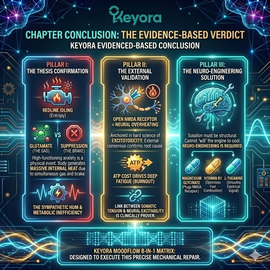 High-tech 3D scientific render of the finished engine restoration. The visual depicts a cooled neural architecture where Magnesium Glycinate has plugged the NMDA receptors, and ATP levels are surging due to optimized B1 combustion. Hyper-realistic neural fibers show a shift from Entropic Heat to regulated Flow within the Four-Drive System. This architectural design serves as the final validation of Neurological Sovereignty, marking the transition from Redline Idling to structural Resilience. High-tech 3D scientific render of the finished engine restoration. The visual depicts a cooled neural architecture where Magnesium Glycinate has plugged the NMDA receptors, and ATP levels are surging due to optimized B1 combustion. Hyper-realistic neural fibers show a shift from Entropic Heat to regulated Flow within the Four-Drive System. This architectural design serves as the final validation of Neurological Sovereignty, marking the transition from Redline Idling to structural Resilience.