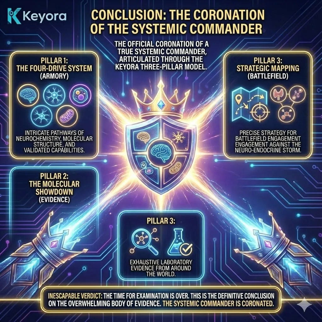 The "Coronation of the Systemic Commander" marks the definitive end of Chapter 3, where all lines of neurochemical and molecular inquiry converge. This conclusion is the logical culmination of a multi-stage argument: from deconstructing the Four-Drive System to proving its superiority through molecular design and global clinical evidence. It stands as the final, authoritative statement within the Keyora framework, transitioning from deep theoretical analysis to a localized, actionable verdict. The commander is no longer a candidate; it is the scientifically coronated solution for the Neuro-Endocrine Storm. The "Coronation of the Systemic Commander" marks the definitive end of Chapter 3, where all lines of neurochemical and molecular inquiry converge. This conclusion is the logical culmination of a multi-stage argument: from deconstructing the Four-Drive System to proving its superiority through molecular design and global clinical evidence. It stands as the final, authoritative statement within the Keyora framework, transitioning from deep theoretical analysis to a localized, actionable verdict. The commander is no longer a candidate; it is the scientifically coronated solution for the Neuro-Endocrine Storm.