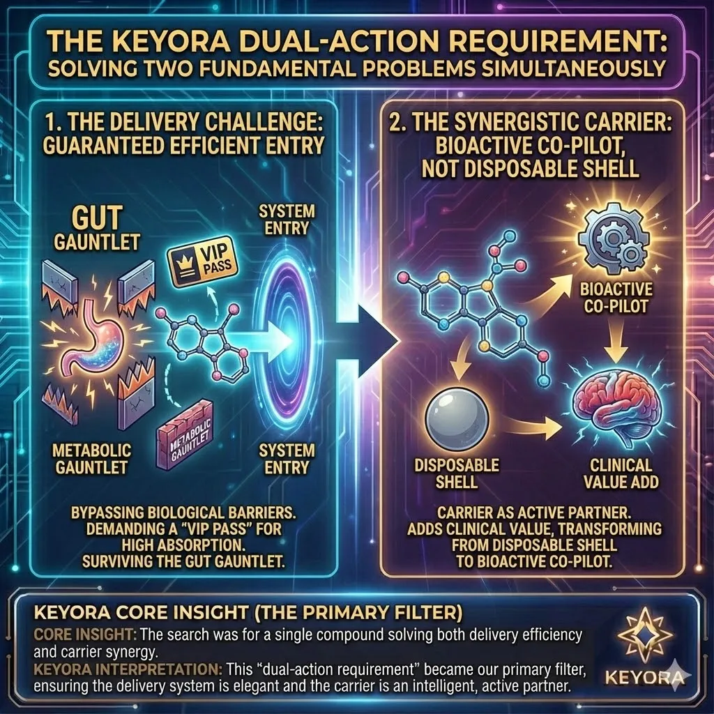 A detailed diagram visualizing a high-performance molecular delivery system designed for maximum absorption. The left side illustrates a VIP Pass mechanism effortlessly bypassing complex biological barriers. The intestinal lining acts as a secure gate opening specifically for this compound. The right side depicts the carrier molecule functioning as an intelligent, active co-pilot. Glowing connections highlight the seamless synergy between magnesium and its carrier. The scene conveys scientific precision and dual-action efficiency. A detailed diagram visualizing a high-performance molecular delivery system designed for maximum absorption. The left side illustrates a VIP Pass mechanism effortlessly bypassing complex biological barriers. The intestinal lining acts as a secure gate opening specifically for this compound. The right side depicts the carrier molecule functioning as an intelligent, active co-pilot. Glowing connections highlight the seamless synergy between magnesium and its carrier. The scene conveys scientific precision and dual-action efficiency.