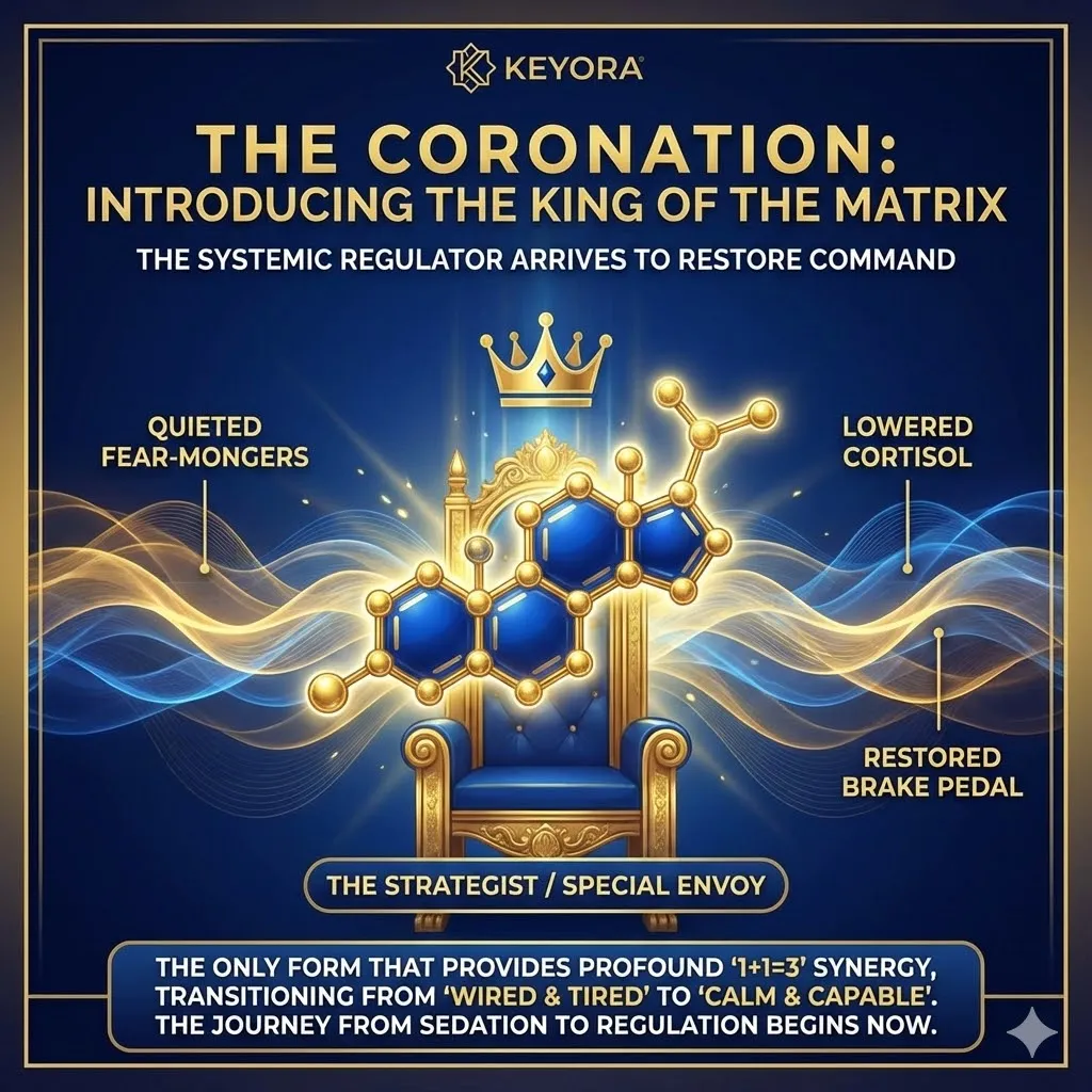 A silhouette of the human nervous system highlights the difference between symptom patches and systemic control. Isolated patches cover the muscles and heart while the brain remains chaotic. A golden "Master Key" symbol representing Magnesium Glycinate descends to restore central command. The label "Systemic Regulator" glows against a background of restored equilibrium. The scene marks the final coronation of the true neuro-bioactive authority. A silhouette of the human nervous system highlights the difference between symptom patches and systemic control. Isolated patches cover the muscles and heart while the brain remains chaotic. A golden "Master Key" symbol representing Magnesium Glycinate descends to restore central command. The label "Systemic Regulator" glows against a background of restored equilibrium. The scene marks the final coronation of the true neuro-bioactive authority.