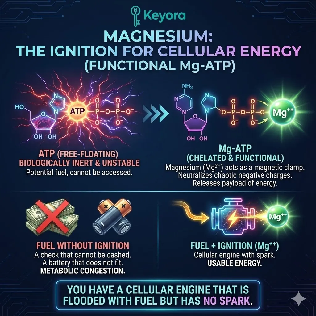 Foundational biochemistry of divalent cations mapped by researchers Barbagallo and Dominguez. Visualizing the 2010 Current Pharmaceutical Design review on mitochondrial health. Graphic of intracellular magnesium concentration acting as a rate-limiting valve. The bio-energetic machinery of the cell dependent on Mg-ATP stabilization. Moving from theoretical novelty to established clinical fact. Foundational biochemistry of divalent cations mapped by researchers Barbagallo and Dominguez. Visualizing the 2010 Current Pharmaceutical Design review on mitochondrial health. Graphic of intracellular magnesium concentration acting as a rate-limiting valve. The bio-energetic machinery of the cell dependent on Mg-ATP stabilization. Moving from theoretical novelty to established clinical fact.