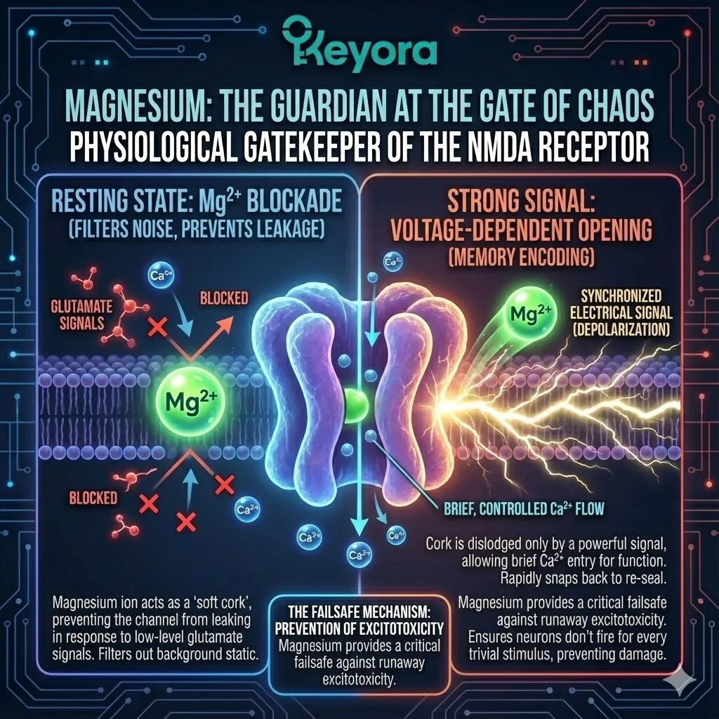 Visualizing the 2013 Serefko et al. clinical review on NMDA-mediated excitotoxicity. Linking chronic over-excitation to the pathophysiology of depression and anxiety. Graphic of the "Gate of Chaos" stuck open. Neurons drowning in a rising flood of electrical noise and calcium ions. Visual representation of cognitive impairment showing memory lapses and mental exhaustion. The mechanistic link between neuronal damage and the inability to focus. Visualizing the 2013 Serefko et al. clinical review on NMDA-mediated excitotoxicity. Linking chronic over-excitation to the pathophysiology of depression and anxiety. Graphic of the "Gate of Chaos" stuck open. Neurons drowning in a rising flood of electrical noise and calcium ions. Visual representation of cognitive impairment showing memory lapses and mental exhaustion. The mechanistic link between neuronal damage and the inability to focus.