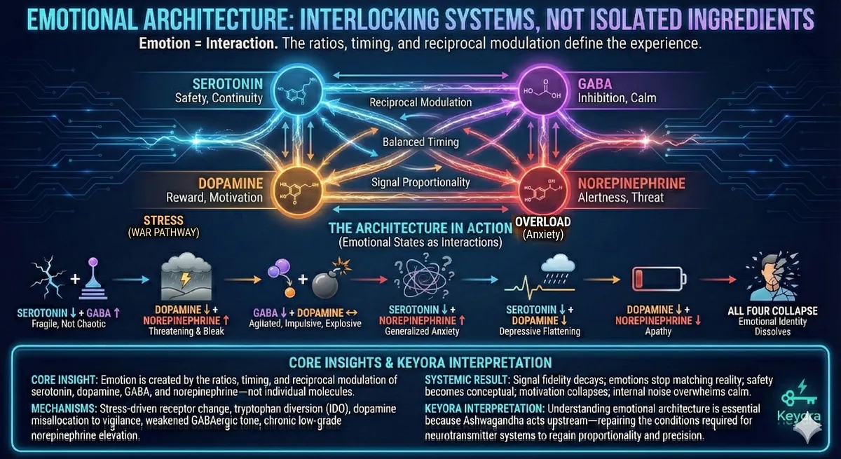 An illustration of the "Keyora Matrix Defense I" focusing on Magnesium Glycinate as the Physical Brake. The visual depicts the bidirectional loop between the Brain and the Body, showing both top-down and bottom-up stress. It highlights "Sympathetic Locking," where tight muscles in the trapezius and jaw signal the brain to maintain cortisol production. Magnesium Glycinate is shown acting as the "Physical Corps," interrupting the feedback loop by relaxing somatic tissues. The diagram emphasizes how physical relaxation sends a safety signal back to the brainstem, supporting the "Cease Fire" order. An illustration of the "Keyora Matrix Defense I" focusing on Magnesium Glycinate as the Physical Brake. The visual depicts the bidirectional loop between the Brain and the Body, showing both top-down and bottom-up stress. It highlights "Sympathetic Locking," where tight muscles in the trapezius and jaw signal the brain to maintain cortisol production. Magnesium Glycinate is shown acting as the "Physical Corps," interrupting the feedback loop by relaxing somatic tissues. The diagram emphasizes how physical relaxation sends a safety signal back to the brainstem, supporting the "Cease Fire" order.