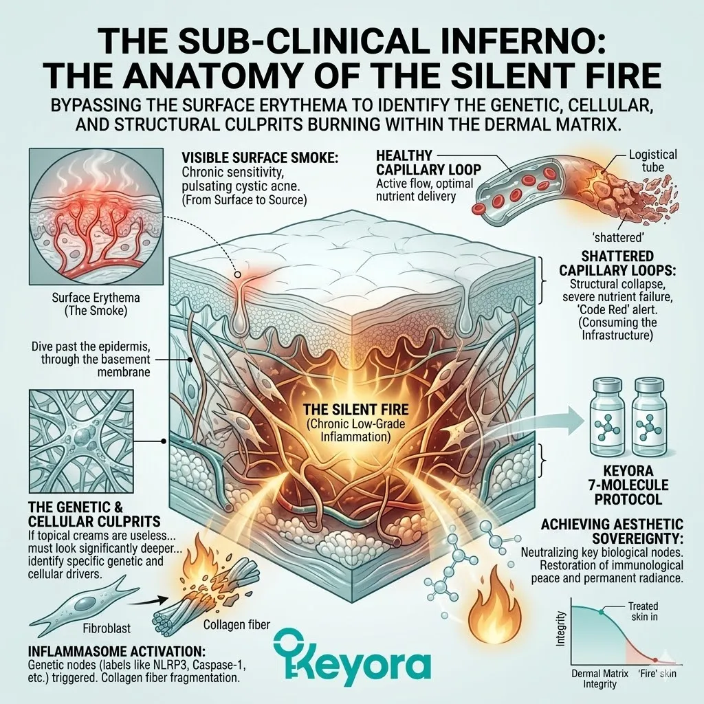Sub-clinical inferno bypasses the basement membrane to consume the dermal matrix through a permanent code red neuro-endocrine storm. Sub-clinical inferno bypasses the basement membrane to consume the dermal matrix through a permanent code red neuro-endocrine storm.