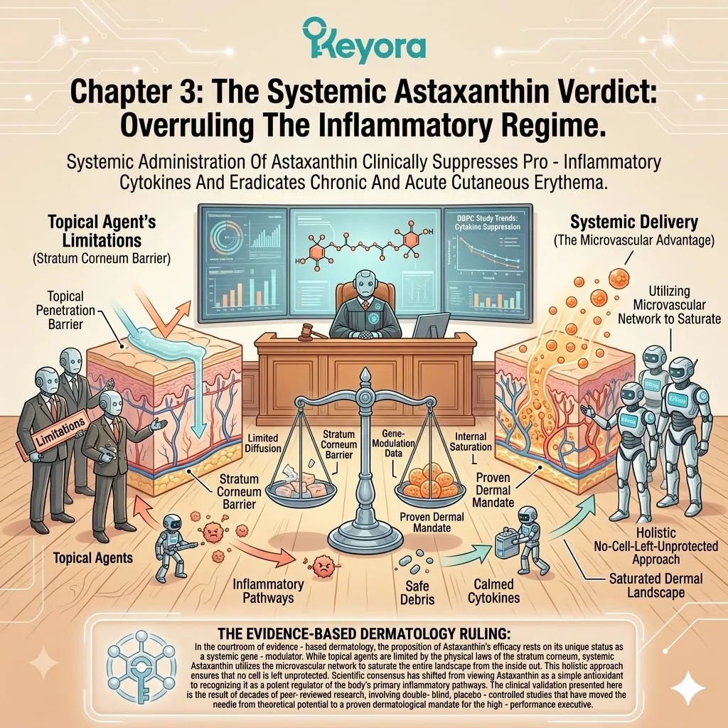 Keyora Systemic Regulator utilizing Systemic Administration of Astaxanthin to saturate the microvascular network and enforce Neurological Sovereignty. Keyora Systemic Regulator utilizing Systemic Administration of Astaxanthin to saturate the microvascular network and enforce Neurological Sovereignty.