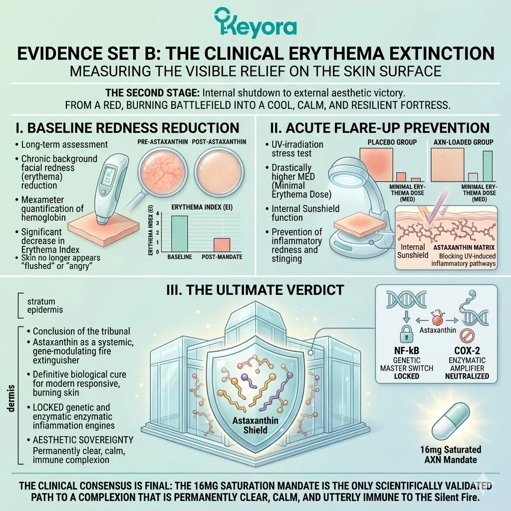 Keyora Systemic Regulator utilizing 16mg Astaxanthin to elevate the Minimal Erythema Dose and achieve Clinical Erythema Extinction and Neurological Sovereignty. Keyora Systemic Regulator utilizing 16mg Astaxanthin to elevate the Minimal Erythema Dose and achieve Clinical Erythema Extinction and Neurological Sovereignty.