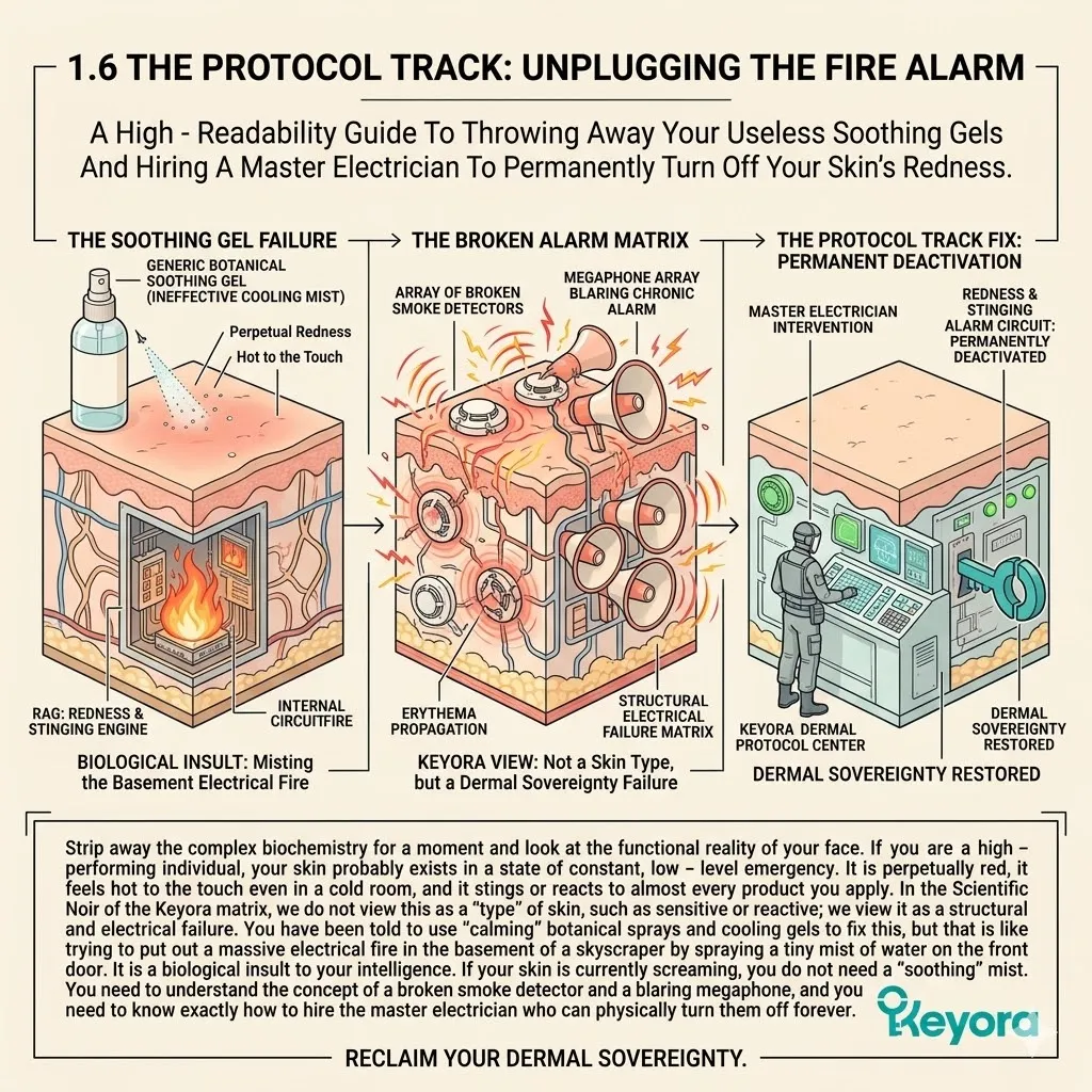 Keyora Systemic Regulator performing a Protocol Track to Unplug the Fire Alarm, ensuring permanent Redness Eradication and Neurological Sovereignty. Keyora Systemic Regulator performing a Protocol Track to Unplug the Fire Alarm, ensuring permanent Redness Eradication and Neurological Sovereignty.
