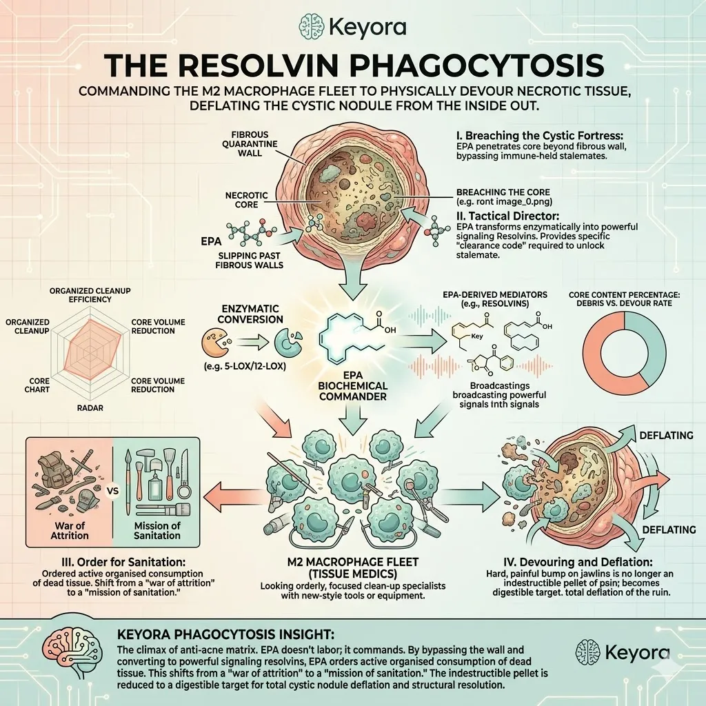 EPA acts as the Systemic Regulator, commanding the M2 macrophage fleet to phagocytize the necrotic core and resolve the Neuro-Endocrine Storm within the Dermal Depth. EPA acts as the Systemic Regulator, commanding the M2 macrophage fleet to phagocytize the necrotic core and resolve the Neuro-Endocrine Storm within the Dermal Depth.