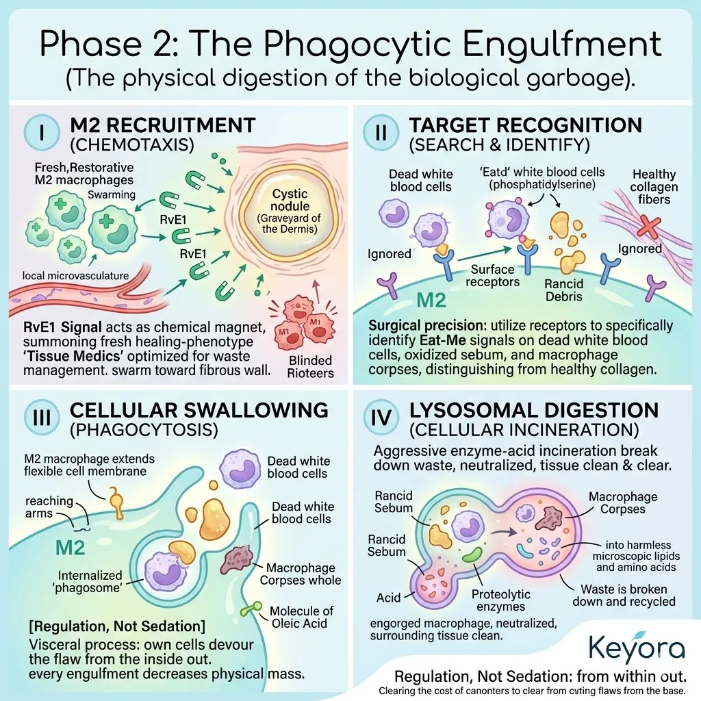 M2 recruitment triggers Phagocytic Engulfment of the Necrotic Core, using Lysosomal Digestion to resolve the Neuro-Endocrine Storm within the Dermal Depth. M2 recruitment triggers Phagocytic Engulfment of the Necrotic Core, using Lysosomal Digestion to resolve the Neuro-Endocrine Storm within the Dermal Depth.