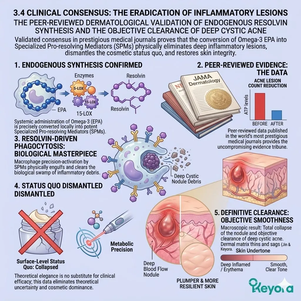 The Evidence Tribunal confirms EPA-driven Resolvin synthesis as the Systemic Regulator of the Neuro-Endocrine Storm, clearing the Dermal Depth with clinical precision. The Evidence Tribunal confirms EPA-driven Resolvin synthesis as the Systemic Regulator of the Neuro-Endocrine Storm, clearing the Dermal Depth with clinical precision.