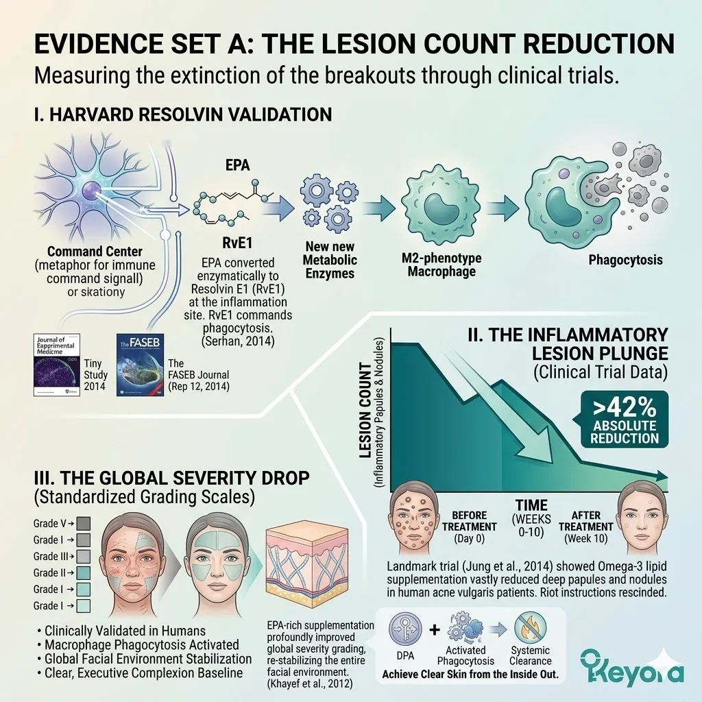 The Harvard Resolvin Validation confirms RvE1 stimulates M2 macrophages to phagocytize debris, clearing the Dermal Depth and resolving the Neuro-Endocrine Storm. The Harvard Resolvin Validation confirms RvE1 stimulates M2 macrophages to phagocytize debris, clearing the Dermal Depth and resolving the Neuro-Endocrine Storm.
