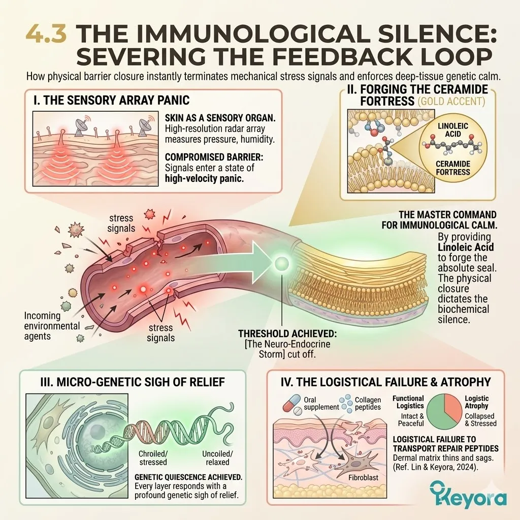 Immunological Silence through Ceramide Fortress closure to sever mechanical stress signals and enforce systemic Genetic Calm against the Neuro-Endocrine Storm. Immunological Silence through Ceramide Fortress closure to sever mechanical stress signals and enforce systemic Genetic Calm against the Neuro-Endocrine Storm.