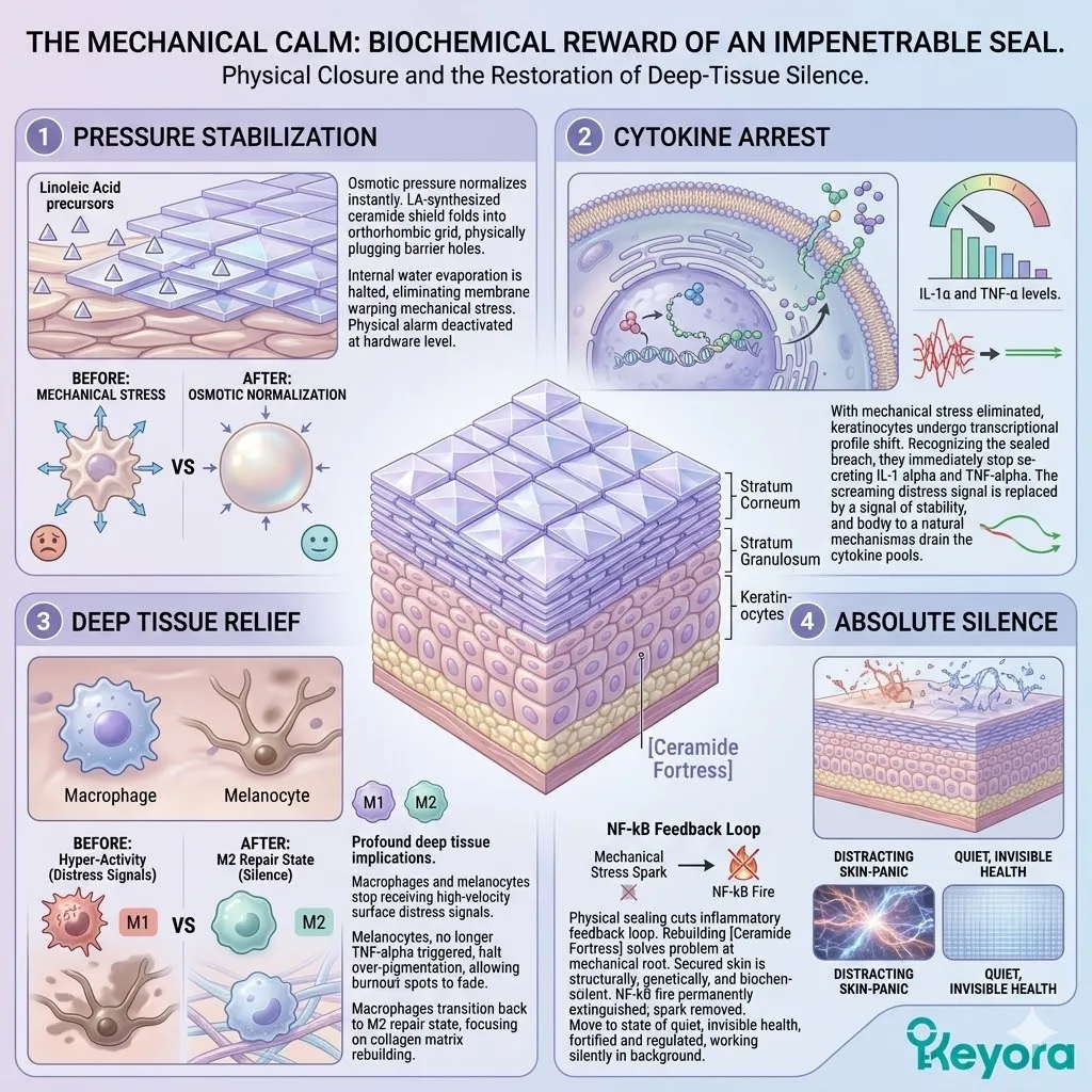 Mechanical Calm induction via Ceramide Fortress pressure stabilization to achieve Cytokine Arrest and Deep Tissue Relief through Linoleic Acid integration. Mechanical Calm induction via Ceramide Fortress pressure stabilization to achieve Cytokine Arrest and Deep Tissue Relief through Linoleic Acid integration.