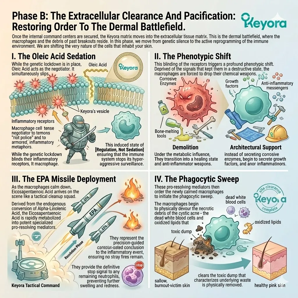 Oleic Acid Sedation and EPA Missile Deployment trigger the Phagocytic Sweep and Phenotypic Shift to resolve the Neuro-Endocrine Storm within the dermal matrix. Oleic Acid Sedation and EPA Missile Deployment trigger the Phagocytic Sweep and Phenotypic Shift to resolve the Neuro-Endocrine Storm within the dermal matrix.