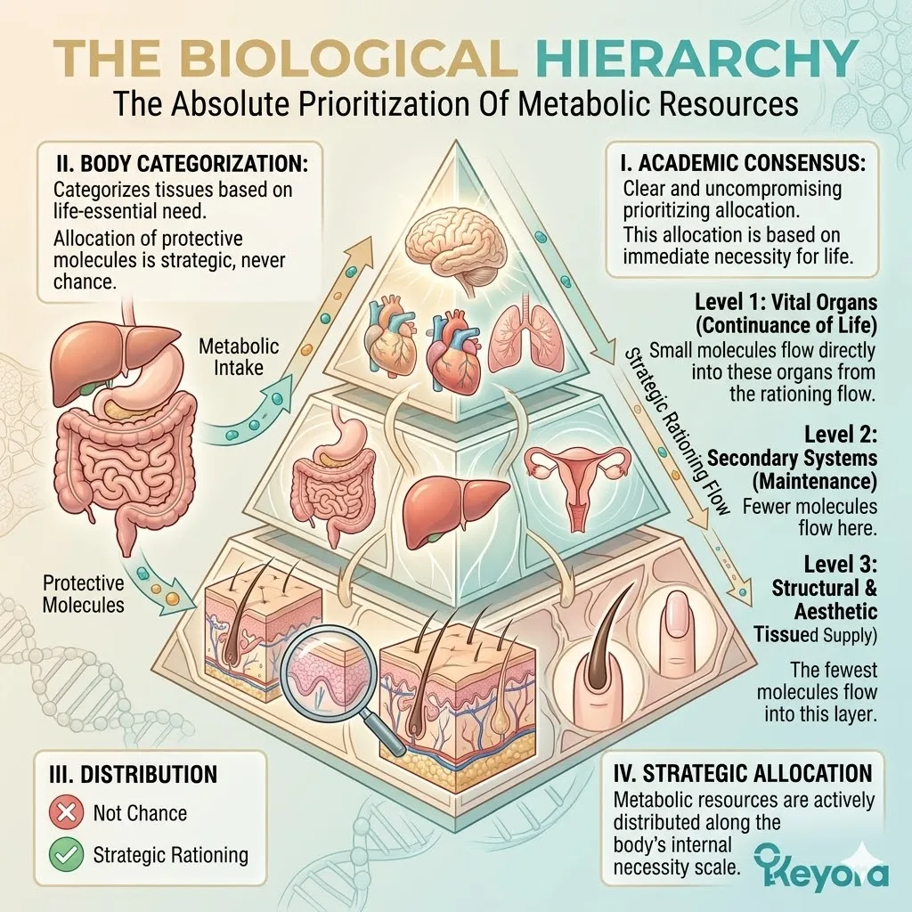 Keyora maps the Biological Hierarchy where nutrient rationing prioritizes core ATP Synthesis over the Dermal Matrix during a Neuro-Endocrine Storm. Keyora maps the Biological Hierarchy where nutrient rationing prioritizes core ATP Synthesis over the Dermal Matrix during a Neuro-Endocrine Storm.