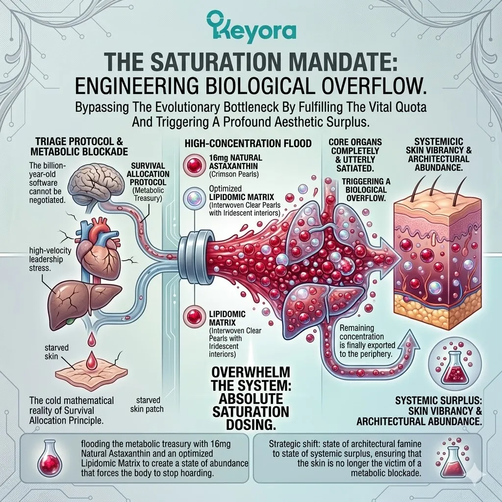 Saturation Dosing bypasses the Triage Protocol by creating a systemic surplus, fulfilling the Vital Quota to trigger ATP Synthesis overflow into the Dermal Matrix. Saturation Dosing bypasses the Triage Protocol by creating a systemic surplus, fulfilling the Vital Quota to trigger ATP Synthesis overflow into the Dermal Matrix.