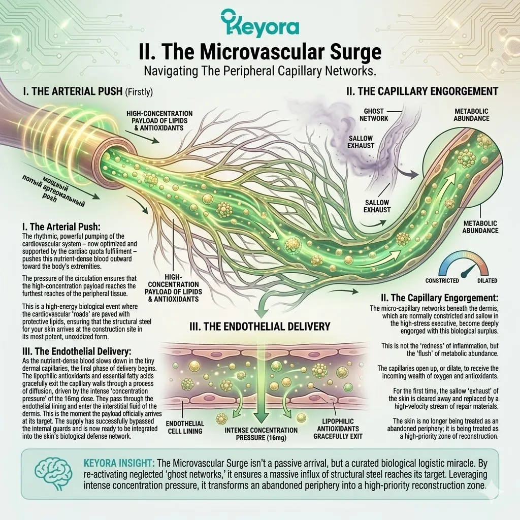 Microvascular surge drives high-density ATP Synthesis into starved capillary networks to neutralize the Neuro-Endocrine Storm and restore the dermal matrix. Microvascular surge drives high-density ATP Synthesis into starved capillary networks to neutralize the Neuro-Endocrine Storm and restore the dermal matrix.