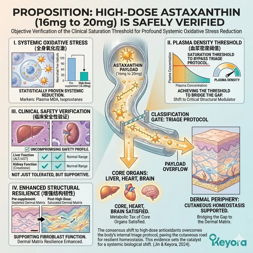 High-Dose Administration of 16mg Astaxanthin overwhelms First-Pass Metabolism to trigger ATP Synthesis and fulfill the systemic metabolic tax safely. High-Dose Administration of 16mg Astaxanthin overwhelms First-Pass Metabolism to trigger ATP Synthesis and fulfill the systemic metabolic tax safely.