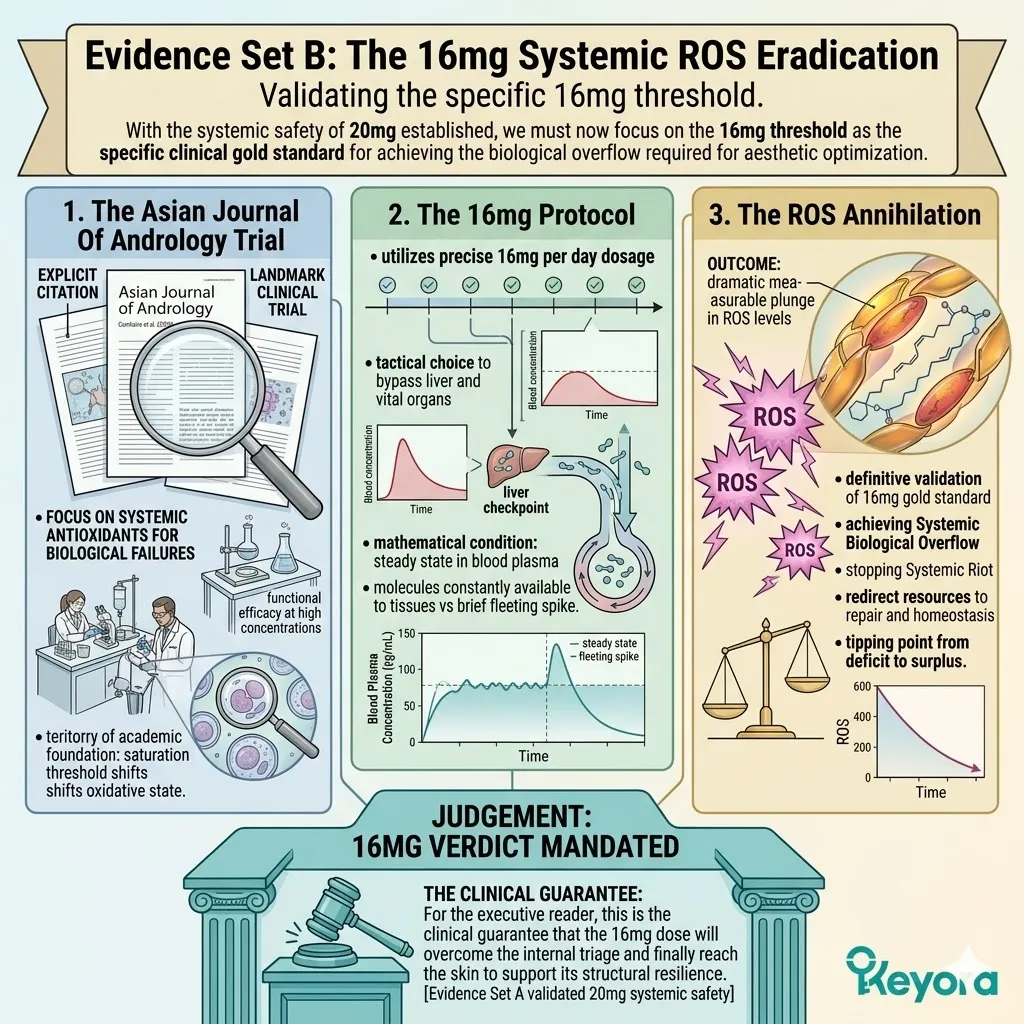 The Asian Journal of Andrology Trial validates 16mg as the tipping point for ROS Annihilation and steady-state ATP Synthesis to enable biological overflow. The Asian Journal of Andrology Trial validates 16mg as the tipping point for ROS Annihilation and steady-state ATP Synthesis to enable biological overflow.