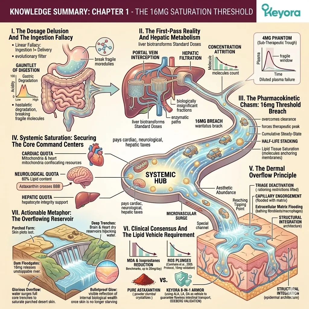 The 16mg Saturation Threshold Knowledge Summary validates ATP Synthesis and the Dermal Overflow Principle to bypass the Ingestion Fallacy for sovereignty. The 16mg Saturation Threshold Knowledge Summary validates ATP Synthesis and the Dermal Overflow Principle to bypass the Ingestion Fallacy for sovereignty.