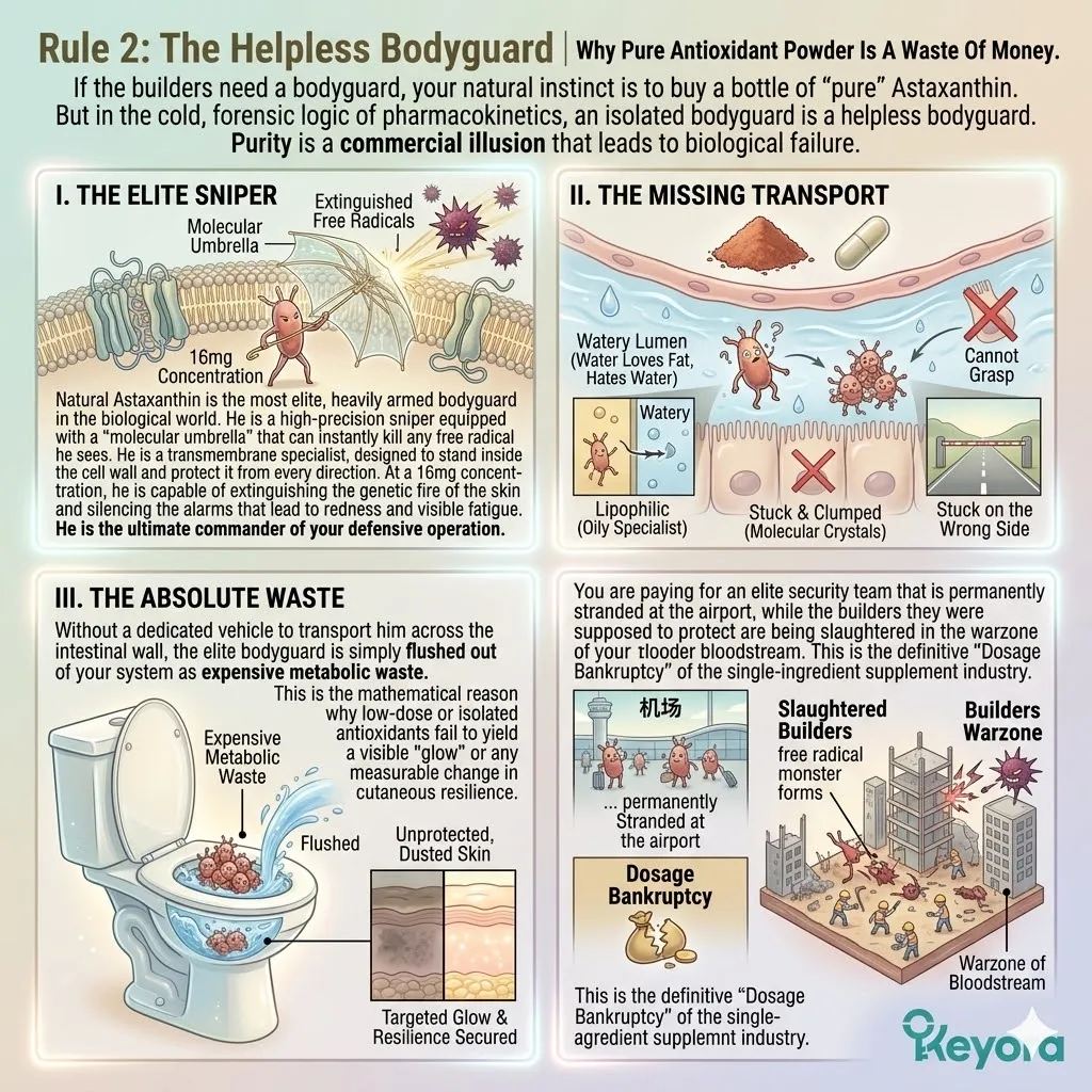 Lipophilic Bodyguard remains stranded without a dedicated lipid vehicle, leading to Dosage Bankruptcy and the total failure of isolated antioxidant protocols. Lipophilic Bodyguard remains stranded without a dedicated lipid vehicle, leading to Dosage Bankruptcy and the total failure of isolated antioxidant protocols.