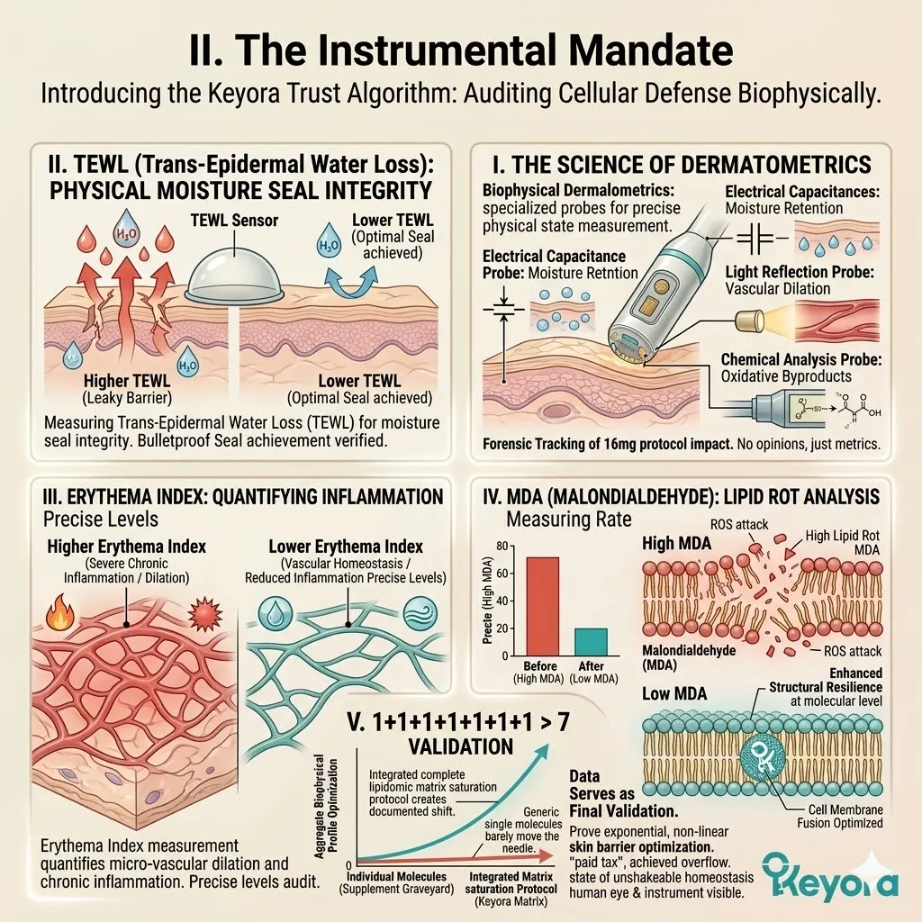 Keyora biophysical dermatometrics utilize the Erythema Index and MDA analysis to validate the 16mg saturation protocol against systemic lipid rot. Keyora biophysical dermatometrics utilize the Erythema Index and MDA analysis to validate the 16mg saturation protocol against systemic lipid rot.