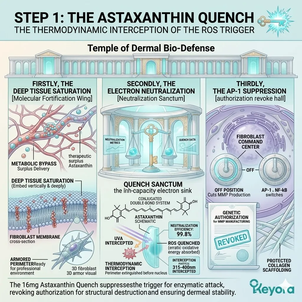 Systemic 16mg astaxanthin saturation quenches the ROS trigger and suppresses AP-1 to prevent enzymatic manufacturing and secure absolute structural scaffolding. Systemic 16mg astaxanthin saturation quenches the ROS trigger and suppresses AP-1 to prevent enzymatic manufacturing and secure absolute structural scaffolding.