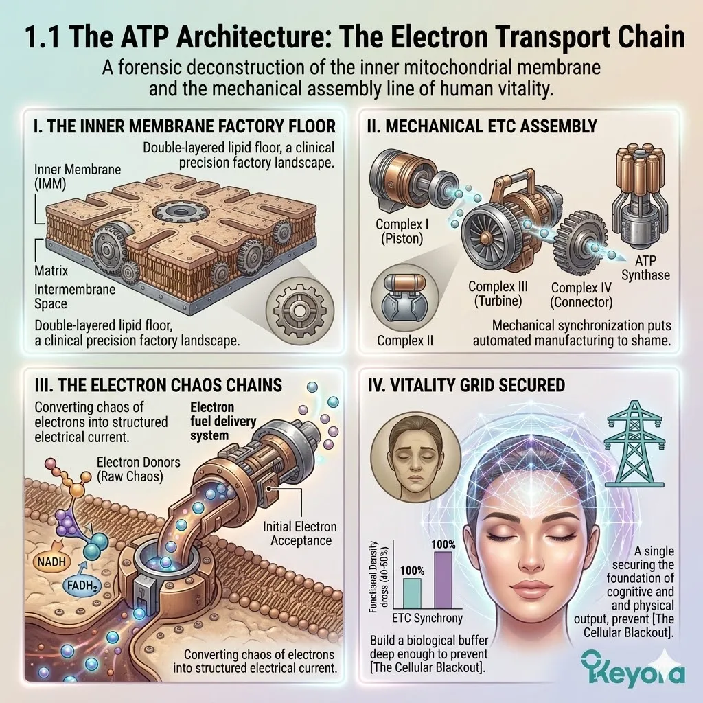 The Electron Transport Chain operates as a mechanical assembly line within the inner membrane to power the Four-Drive System and prevent metabolic insolvency. The Electron Transport Chain operates as a mechanical assembly line within the inner membrane to power the Four-Drive System and prevent metabolic insolvency.