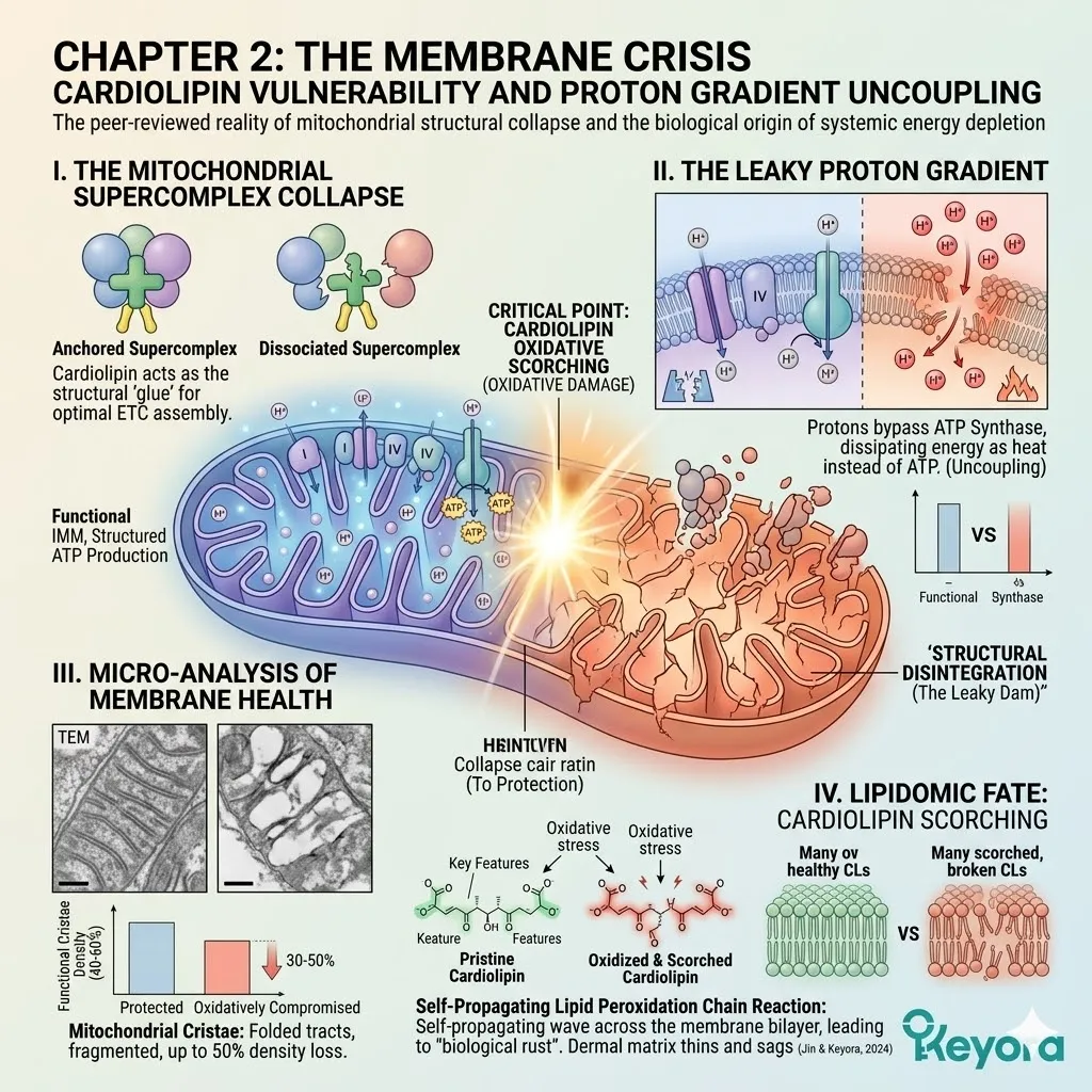Cardiolipin vulnerability triggers proton gradient uncoupling and ATP synthesis failure during a Neuro-Endocrine Storm, requiring a systemic regulator. Cardiolipin vulnerability triggers proton gradient uncoupling and ATP synthesis failure during a Neuro-Endocrine Storm, requiring a systemic regulator.