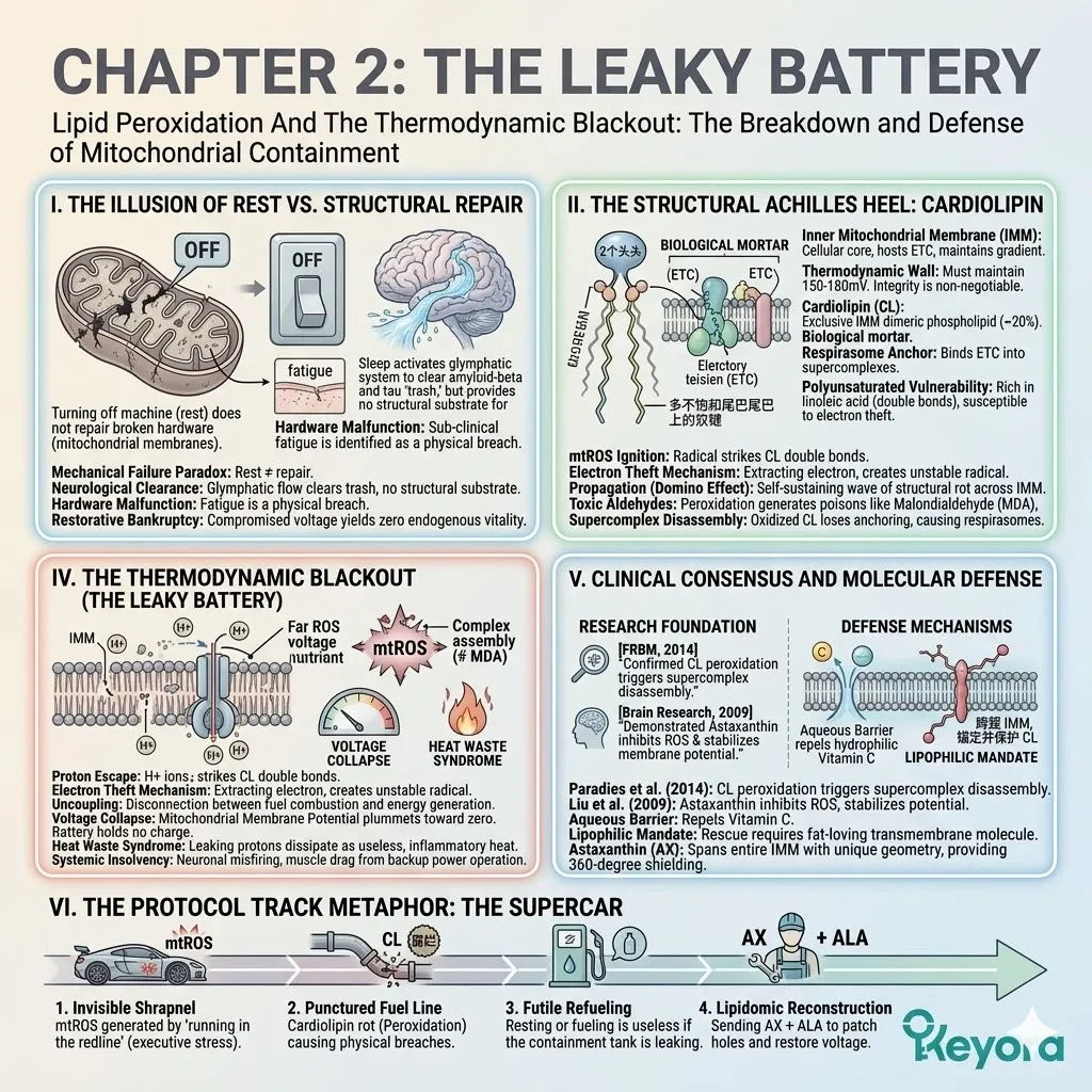 Mitochondrial hardware failure and cardiolipin rot during a Neuro-Endocrine Storm trigger a thermodynamic blackout, requiring a systemic regulator to fix the leak. Mitochondrial hardware failure and cardiolipin rot during a Neuro-Endocrine Storm trigger a thermodynamic blackout, requiring a systemic regulator to fix the leak.