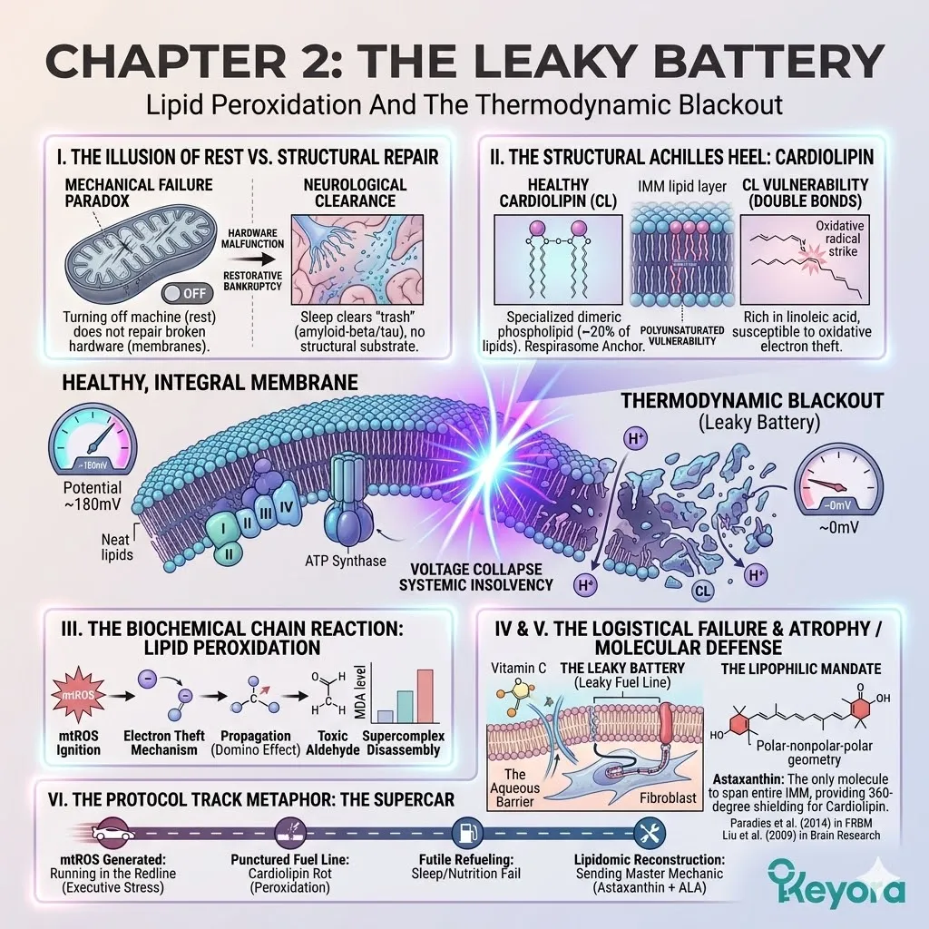 Mitochondrial hardware failure and cardiolipin rot during a Neuro-Endocrine Storm trigger a thermodynamic blackout, requiring a systemic regulator to fix the leak. Mitochondrial hardware failure and cardiolipin rot during a Neuro-Endocrine Storm trigger a thermodynamic blackout, requiring a systemic regulator to fix the leak.
