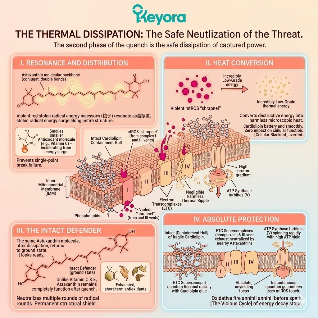 The Intact Defender resonates oxidative energy across conjugated bonds for thermal dissipation, preserving the mitochondrial containment hull and ATP Synthase turbines. The Intact Defender resonates oxidative energy across conjugated bonds for thermal dissipation, preserving the mitochondrial containment hull and ATP Synthase turbines.