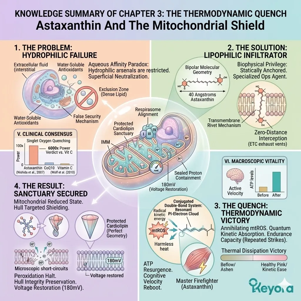 The Astaxanthin Special Ops Infiltrator spans the mitochondrial lipid bilayer to execute a Quantum Quench, restoring ATP Synthesis and Mitochondrial Homeostasis. The Astaxanthin Special Ops Infiltrator spans the mitochondrial lipid bilayer to execute a Quantum Quench, restoring ATP Synthesis and Mitochondrial Homeostasis.