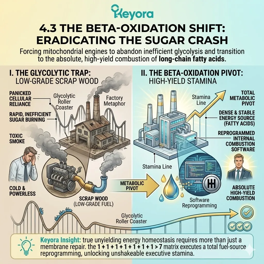 Systemic Regulator protocols execute the Beta-Oxidation shift to abandon glycolysis and prioritize high-density lipid combustion for ATP Synthesis. Systemic Regulator protocols execute the Beta-Oxidation shift to abandon glycolysis and prioritize high-density lipid combustion for ATP Synthesis.