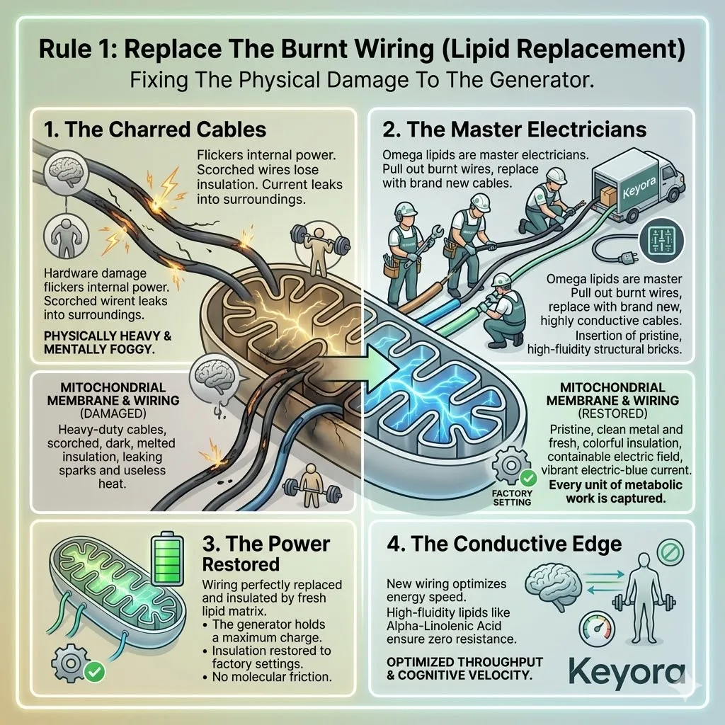 Systemic Regulator electricians replace charred cables with pristine lipid wiring to restore the Four-Drive System insulation and secure ATP Synthesis. Systemic Regulator electricians replace charred cables with pristine lipid wiring to restore the Four-Drive System insulation and secure ATP Synthesis.