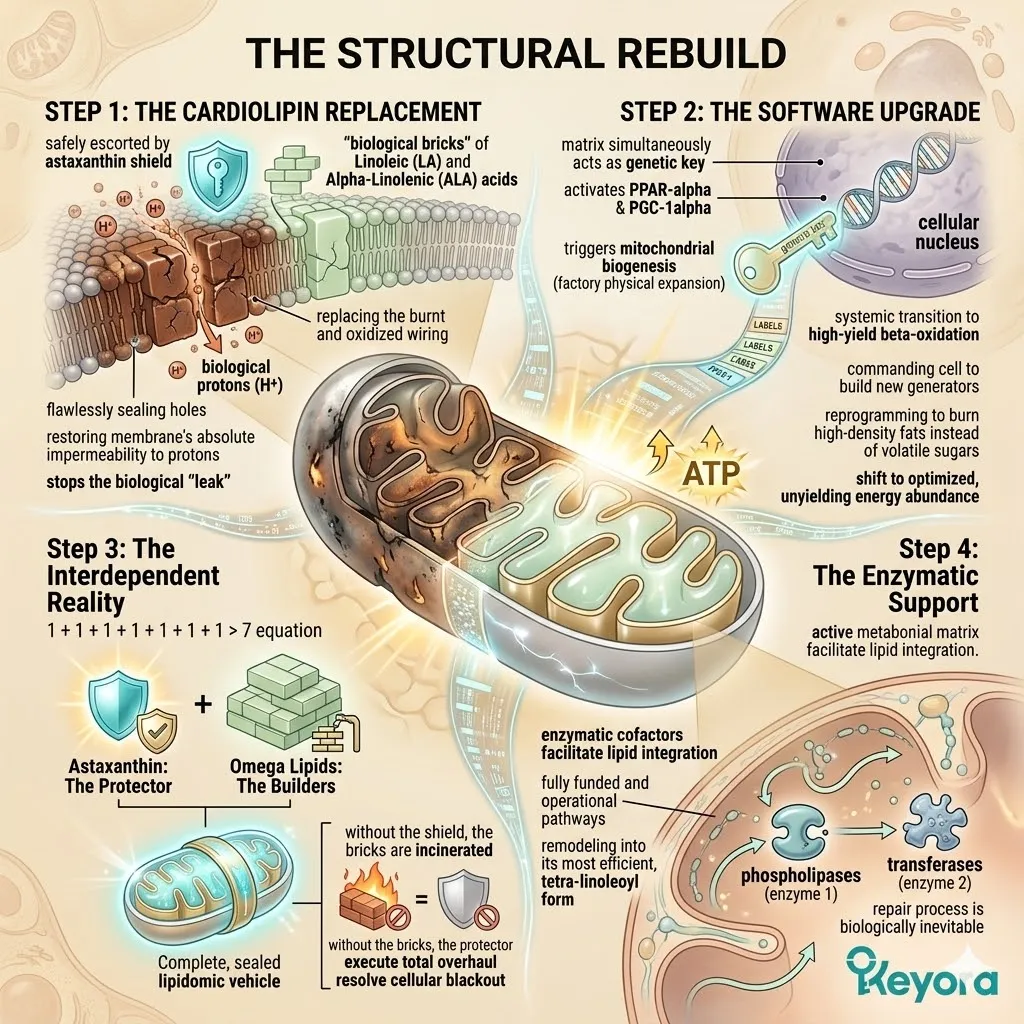 Structural lipidomic repair restores ATP Synthesis via the Four-Drive System, replacing cardiolipin bricks to seal mitochondrial leaks and secure Neurological Sovereignty. Structural lipidomic repair restores ATP Synthesis via the Four-Drive System, replacing cardiolipin bricks to seal mitochondrial leaks and secure Neurological Sovereignty.