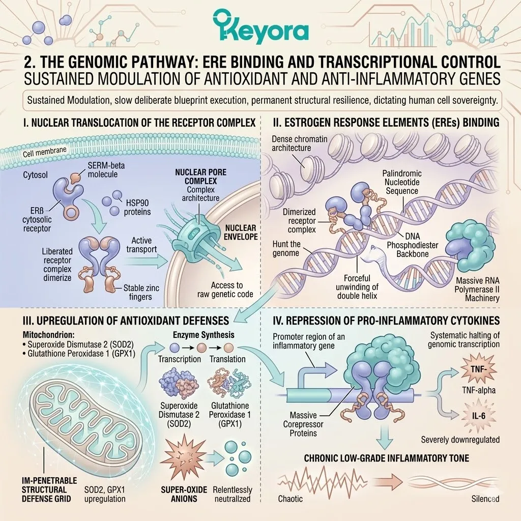 Nuclear translocation and ERE binding force synthesis of superoxide dismutase 2 to neutralize superoxide anions and restore systemic regulator sovereignty. Nuclear translocation and ERE binding force synthesis of superoxide dismutase 2 to neutralize superoxide anions and restore systemic regulator sovereignty.