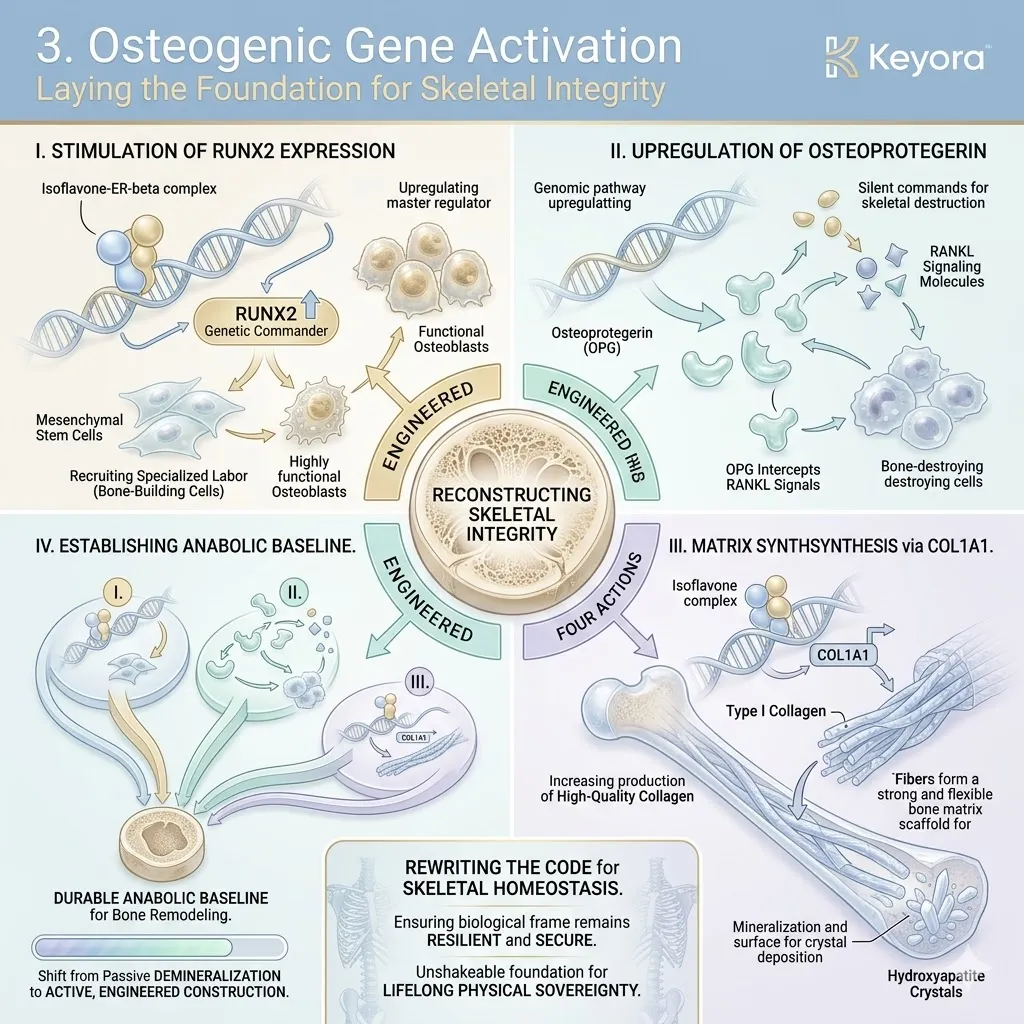 Osteogenic RUNX2 activation drives the Systemic Regulator to restore skeletal matrix integrity and secure sovereignty within the Four-Drive System. Osteogenic RUNX2 activation drives the Systemic Regulator to restore skeletal matrix integrity and secure sovereignty within the Four-Drive System.