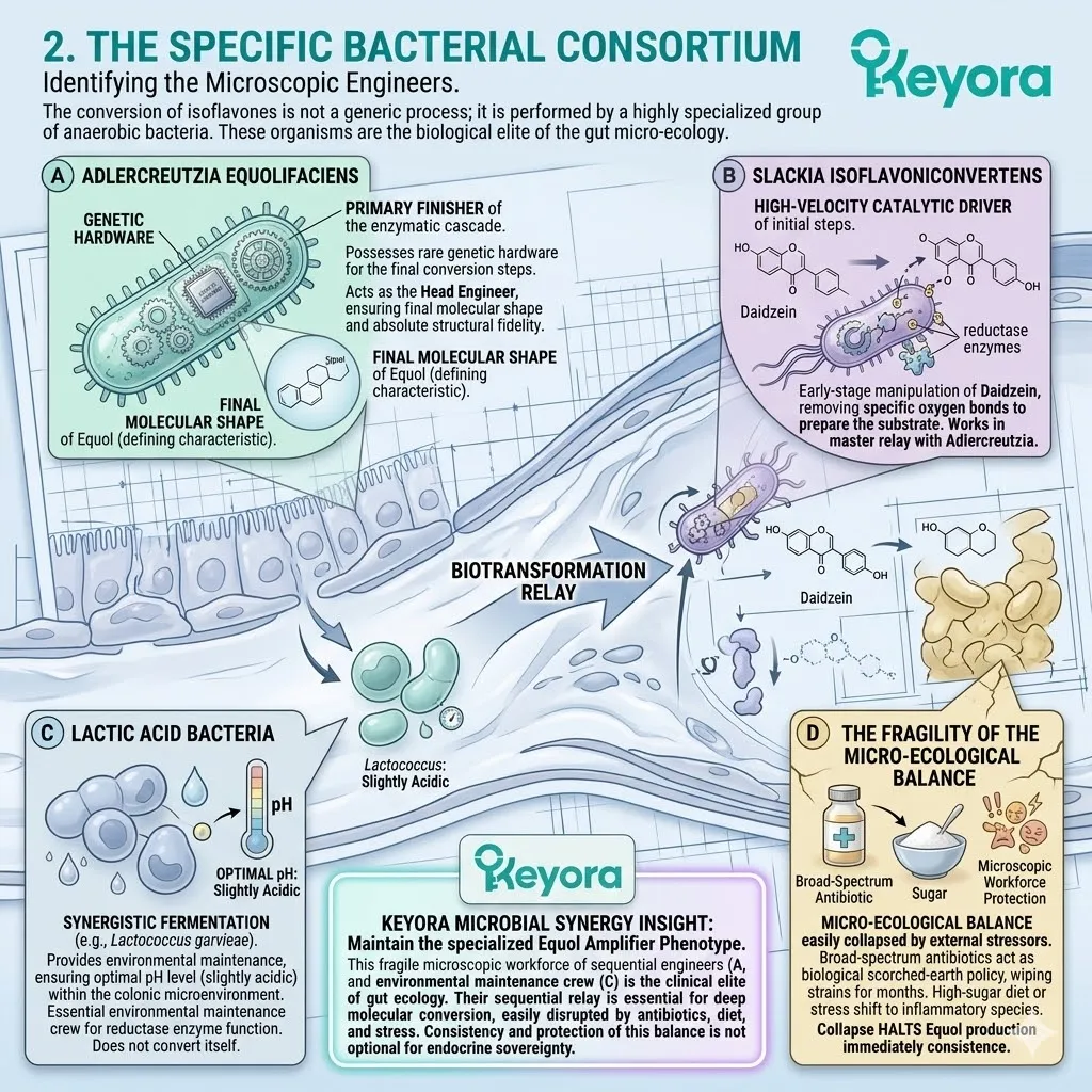 Microbial relay of Adlercreutzia and Slackia drives Equol synthesis to stabilize the Four-Drive System and resolve the neuro-endocrine storm. Microbial relay of Adlercreutzia and Slackia drives Equol synthesis to stabilize the Four-Drive System and resolve the neuro-endocrine storm.