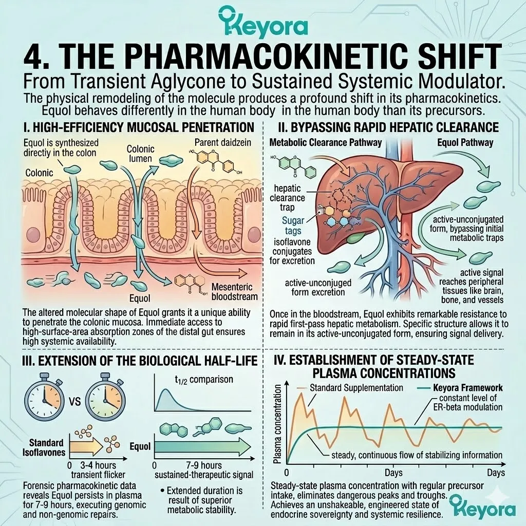 Bypassing hepatic clearance drives Equol to sustain Neuroplasticity and Systemic Regulator stability, ending the Neuro-Endocrine Storm for sovereignty. Bypassing hepatic clearance drives Equol to sustain Neuroplasticity and Systemic Regulator stability, ending the Neuro-Endocrine Storm for sovereignty.