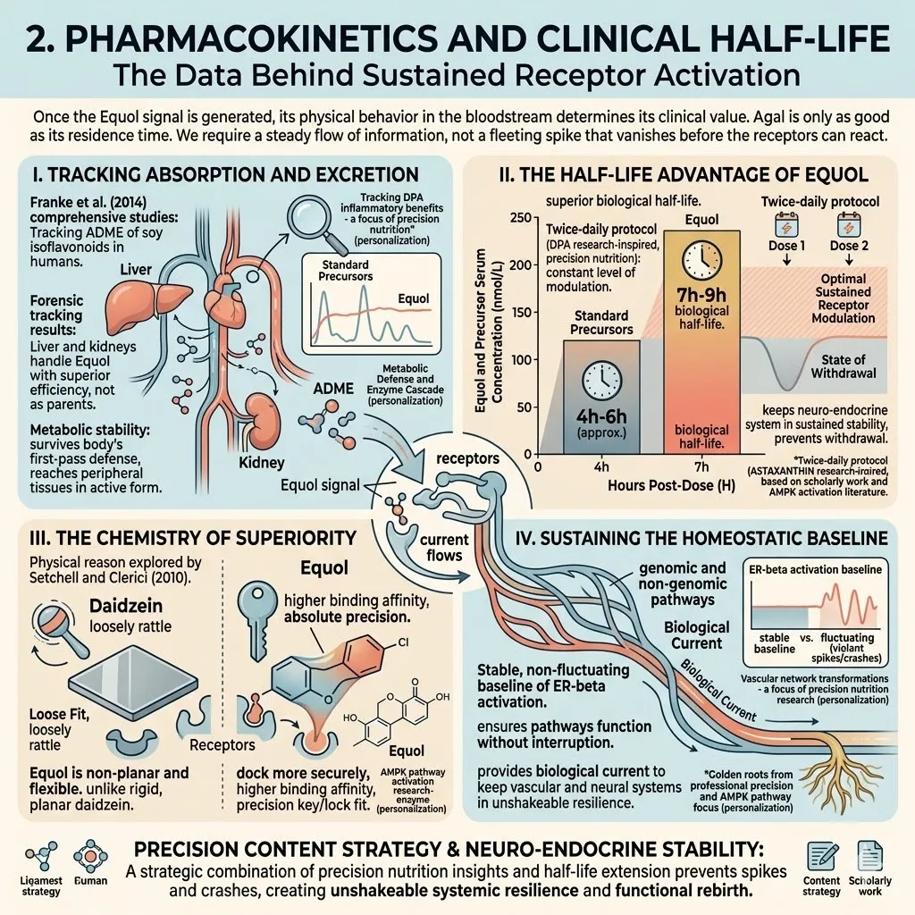 Equol’s metabolic stability secures the Four-Drive System to maintain the Systemic Regulator and end the neuro-endocrine storm for sovereignty. Equol’s metabolic stability secures the Four-Drive System to maintain the Systemic Regulator and end the neuro-endocrine storm for sovereignty.