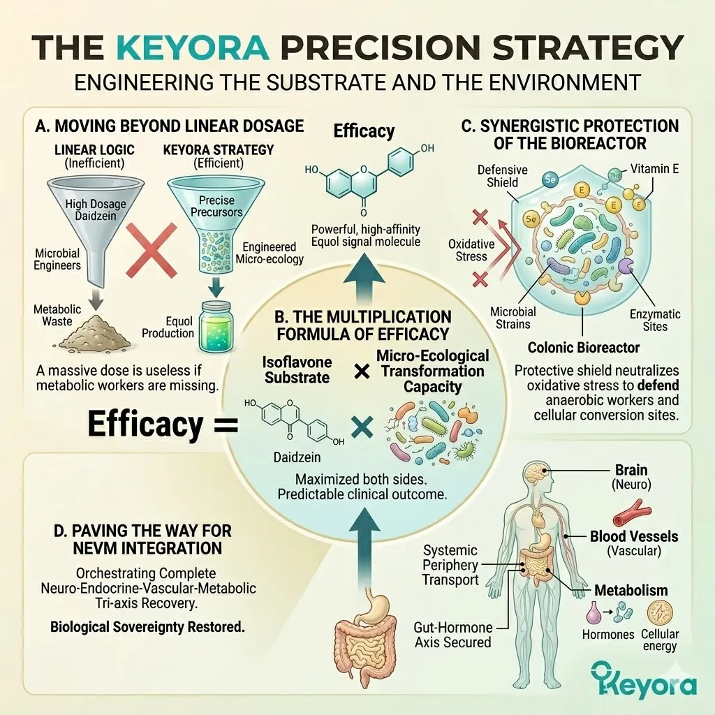 Selenium protects the colonic bioreactor to maximize Equol synthesis, reinforcing the Systemic Regulator for total neurological sovereignty. Selenium protects the colonic bioreactor to maximize Equol synthesis, reinforcing the Systemic Regulator for total neurological sovereignty.