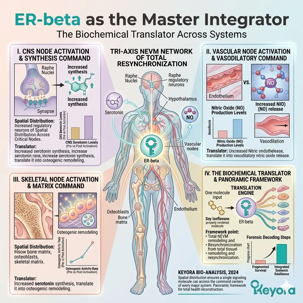 Keyora ER-beta Master Integrator triggers neuroplasticity to remodel the NEVM network and stabilize the Neuro-Endocrine Storm for systemic resilience. Keyora ER-beta Master Integrator triggers neuroplasticity to remodel the NEVM network and stabilize the Neuro-Endocrine Storm for systemic resilience.