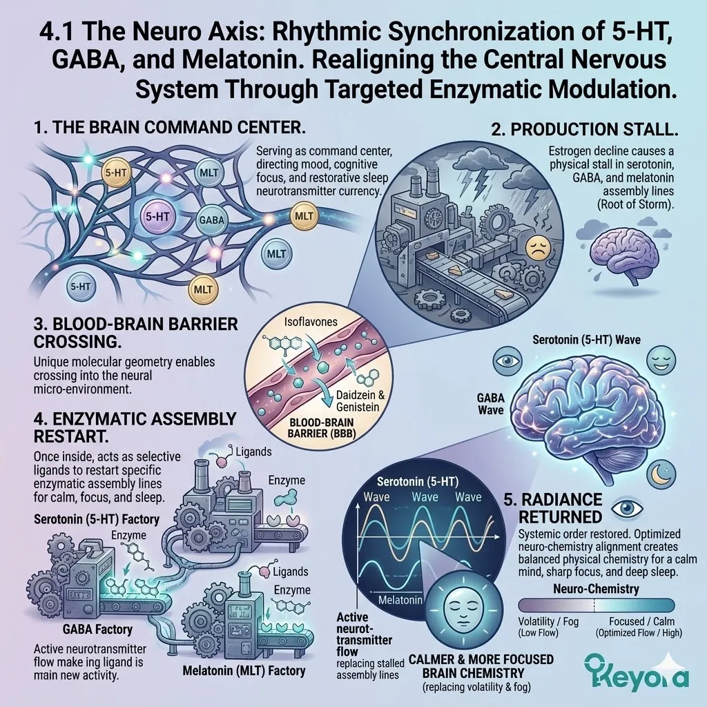 Keyora Systemic Regulator restarts 5-HT and GABA synthesis to neutralize the Neuro-Endocrine Storm and secure neurological sovereignty via the BBB. Keyora Systemic Regulator restarts 5-HT and GABA synthesis to neutralize the Neuro-Endocrine Storm and secure neurological sovereignty via the BBB.