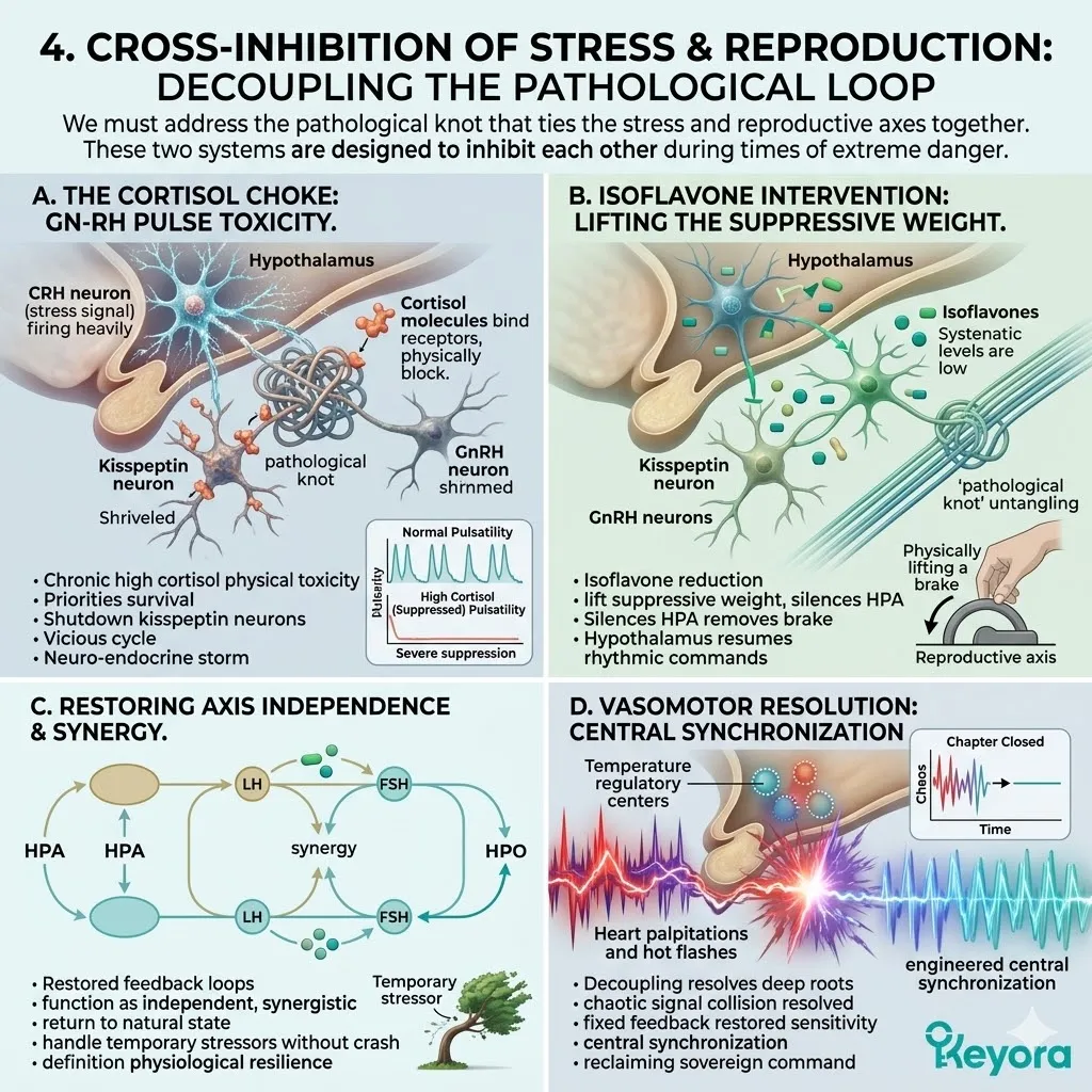 Keyora Systemic Regulator decouples HPA/HPO axes to restore GnRH pulses, neutralizing the Neuro-Endocrine Storm and securing biological sovereignty. Keyora Systemic Regulator decouples HPA/HPO axes to restore GnRH pulses, neutralizing the Neuro-Endocrine Storm and securing biological sovereignty.