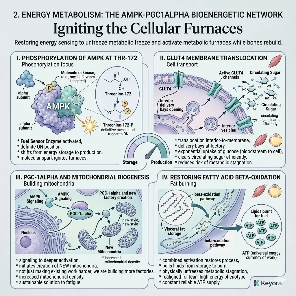 Keyora Systemic Regulator triggers AMPK phosphorylation and GLUT4 translocation to ignite ATP synthesis and neutralize the Neuro-Endocrine Storm. Keyora Systemic Regulator triggers AMPK phosphorylation and GLUT4 translocation to ignite ATP synthesis and neutralize the Neuro-Endocrine Storm.