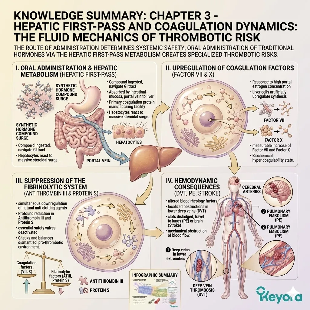 Hepatic First-Pass upregulates Factor VII/X, triggering a Neuro-Endocrine Storm that compromises the Systemic Regulator and Four-Drive System. Hepatic First-Pass upregulates Factor VII/X, triggering a Neuro-Endocrine Storm that compromises the Systemic Regulator and Four-Drive System.
