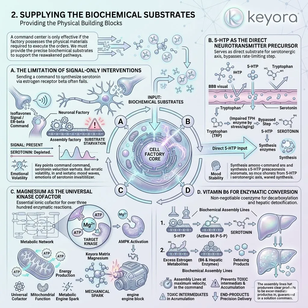 Biochemical Substrates like 5-HTP and Magnesium restore the Systemic Regulator and ATP Synthesis to resolve the Neuro-Endocrine Storm. Biochemical Substrates like 5-HTP and Magnesium restore the Systemic Regulator and ATP Synthesis to resolve the Neuro-Endocrine Storm.